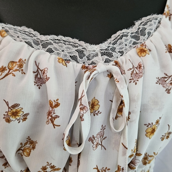 & Other Stories Floral Smocked Blouse in White and Yellow - Picture 2 of 3